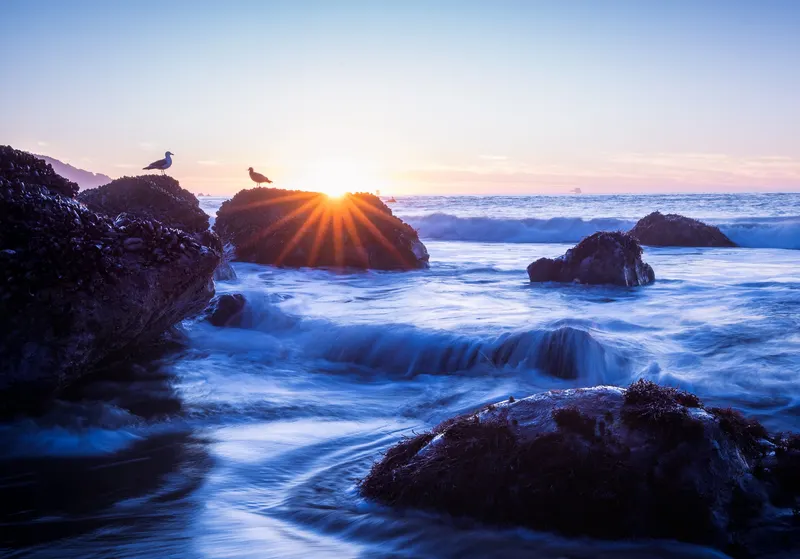 Sunburst Over the Surf
