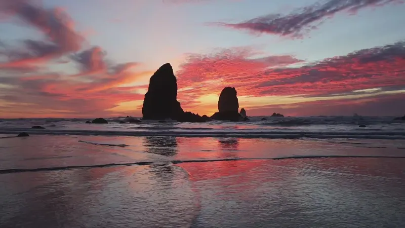 Sunset Glow Over the Sea Stacks